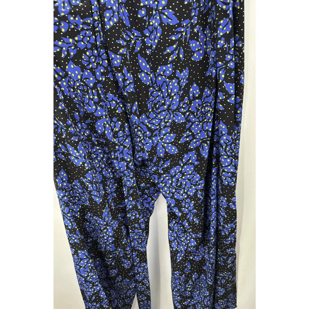 DVF Diane Von Furstenberg 100% Silk Black & Blue Halter Jumpsuit Women's Size 12 - Picture 10 of 16